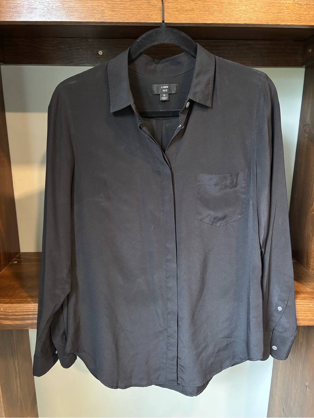 J. Crew Black Silk Button-Down Blouse